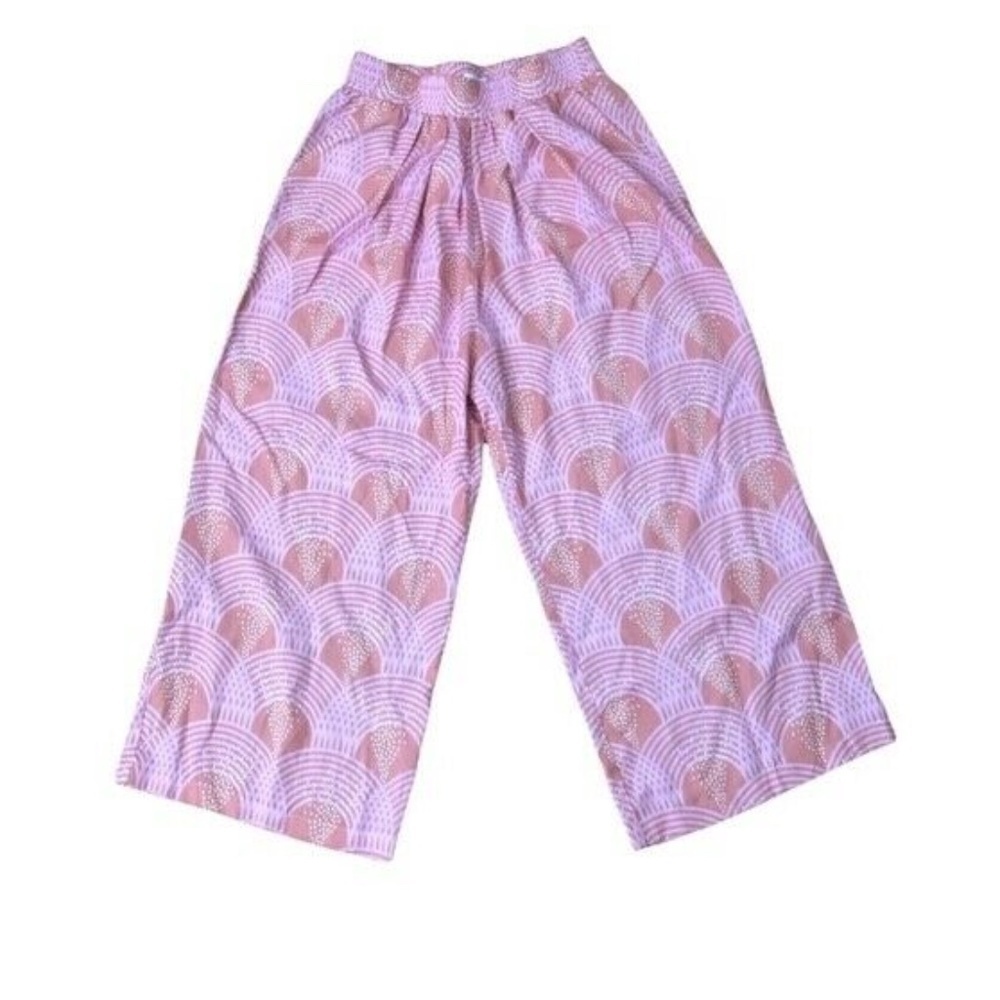 LEROLI Zoe Pant In Sunset Palazzo Women's Size Medium Pink High Rise